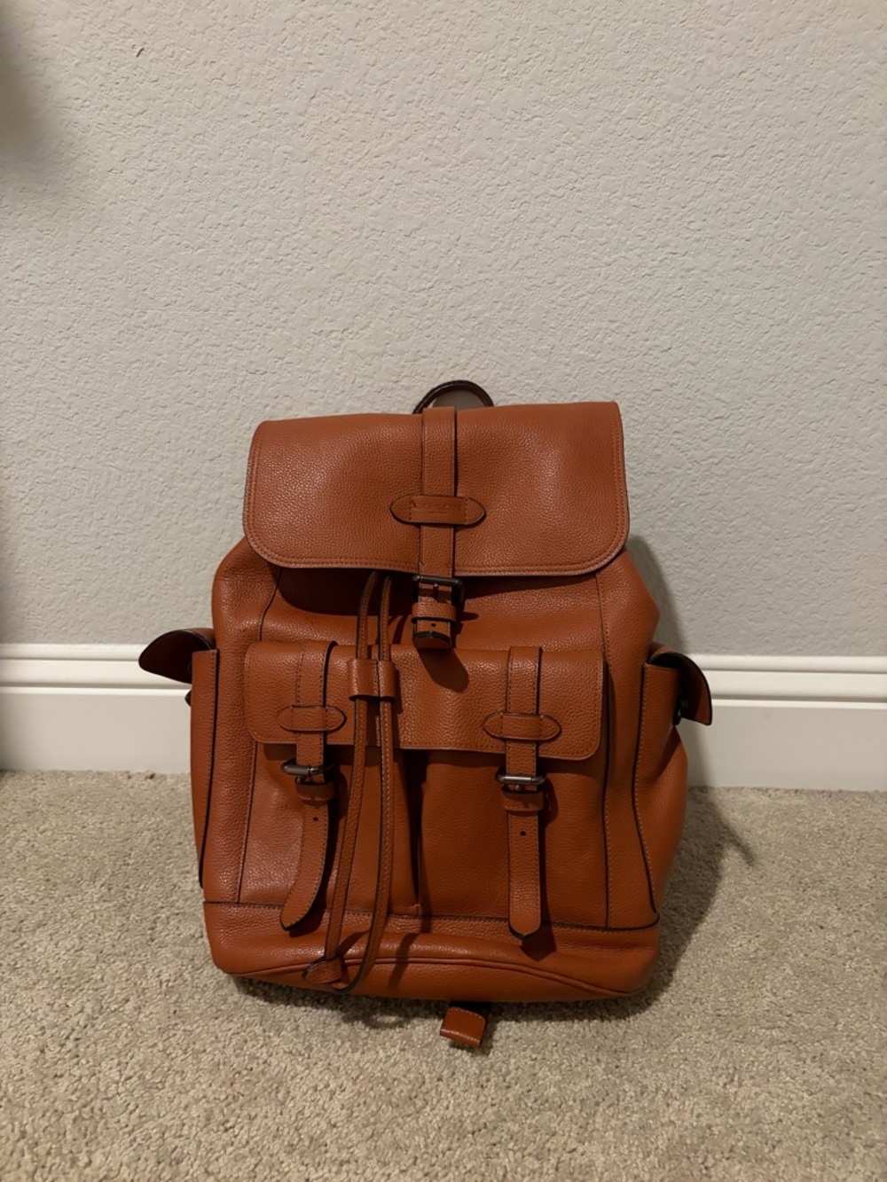 Leather Backpack in Chestnut Brown